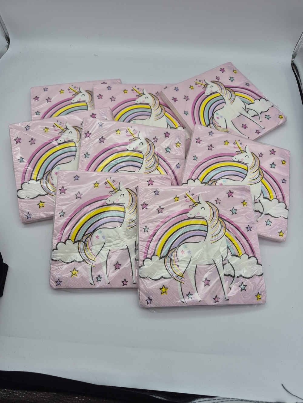 8 packs - Unicorn Rainbow Party Napkins - Pink /White NIP